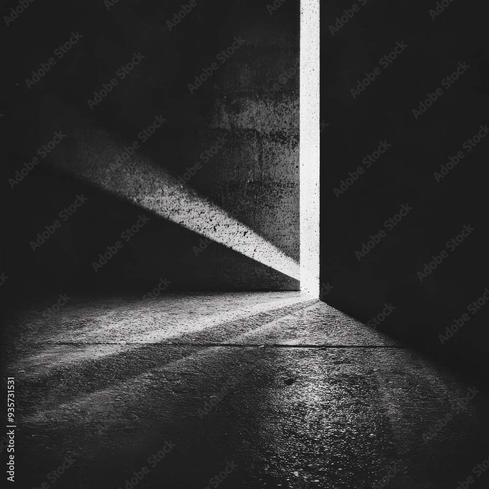 Aufkleber a narrow, precise beam of light pierces through the darkness, illuminating part of a concrete floor,