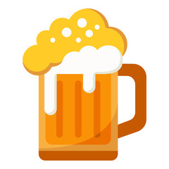 Vector image of beer mug. Drink with foam