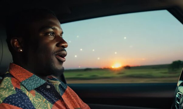 Malawian Man Enjoying Movie Night at Drive-In Theater
