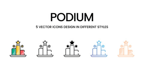 Podium icons set five different style vector stock illustration