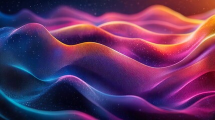 Neon-colored digital waveforms in abstract style ideal for designing a modern and vibrant tech-themed wallpaper