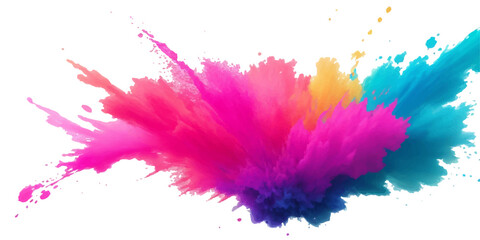 Multicolor powder explosion on White background. Colored cloud. Colorful dust explode. Paint Holi. colorful rainbow Holi paint color powder explosion with bright colors isolated white background.	