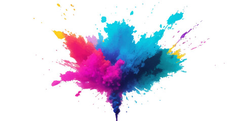 Multicolor powder explosion on White background. Colored cloud. Colorful dust explode. Paint Holi. colorful rainbow Holi paint color powder explosion with bright colors isolated white background.	