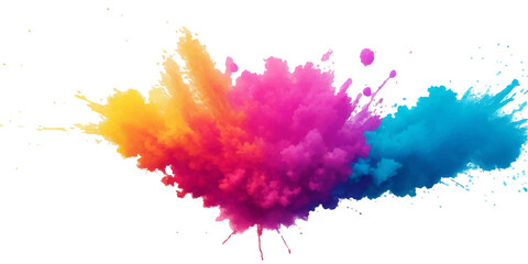 Multicolor powder explosion on White background. Colored cloud. Colorful dust explode. Paint Holi. colorful rainbow Holi paint color powder explosion with bright colors isolated white background.	