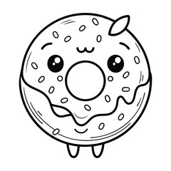 Fototapeta premium kawaii donut coloring book