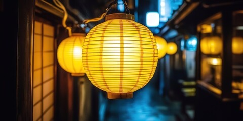 Fototapeta premium Japanese Lanterns in a Dark Alley