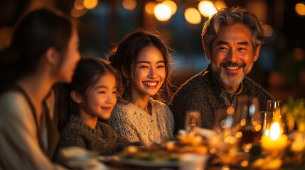 Fototapeta premium Multigenerational Family Celebrating a Festive Meal