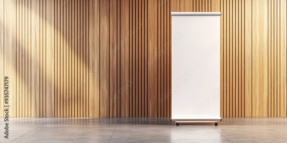 Wall mural blank roll-up banner mockup