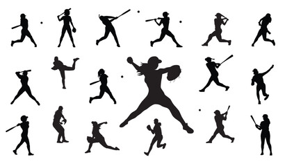 Female baseball player silhouette