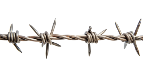Barbed wire isolated on transparent background. PNG