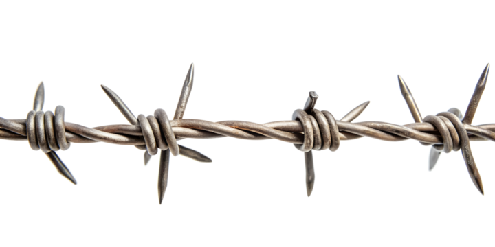 Barbed wire isolated on transparent background. PNG