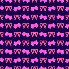 Cute seamless pattern, ribbon, heart 