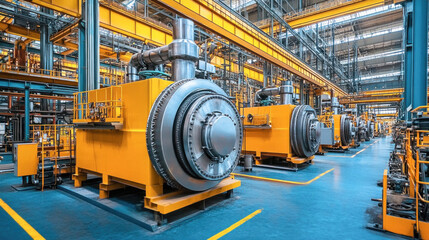 Large industrial annealing furnace in operation in steel mill