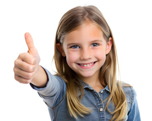 Girl showing thumbs up ,isolated, transparent background, AI generated	