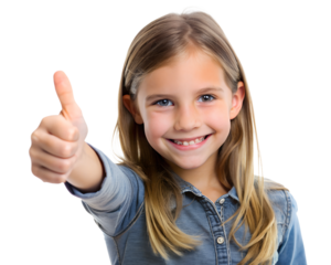 Girl showing thumbs up ,isolated, transparent background, AI generated	