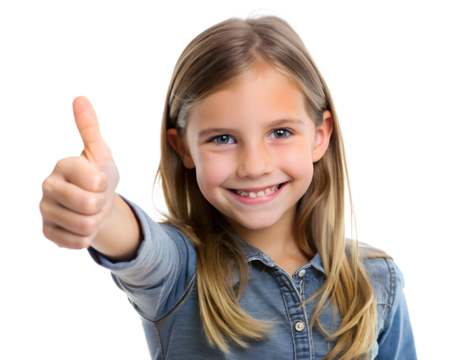 Girl showing thumbs up ,isolated, transparent background, AI generated	