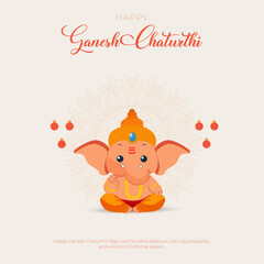 illustration of lord Ganesha for Ganesh Chaturthi festival of India vector banner poster greeting card