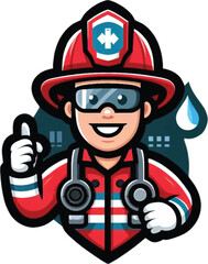 illustration of a firefighter carrying water as a symbol of fire extinguishing