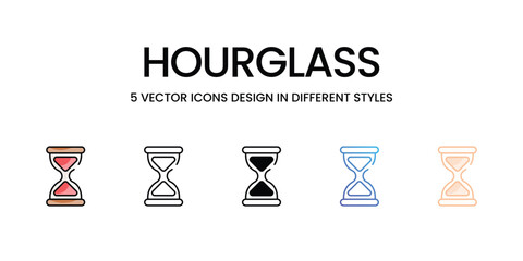Hourglass icons set five different style vector stock illustration