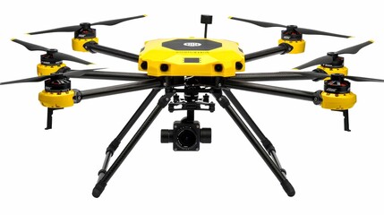 Yellow and Black Drone with Folding Arms and Camera