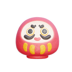 Daruma Doll, Japanese elements, Asian culture, 3D rendering.