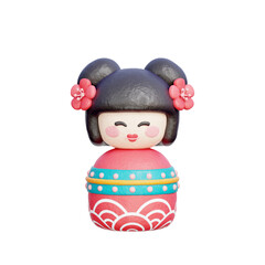 Kokeshi Doll, Japanese elements, Asian culture, 3D rendering.