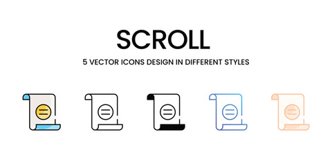 Scroll  icons set five different style vector stock illustration