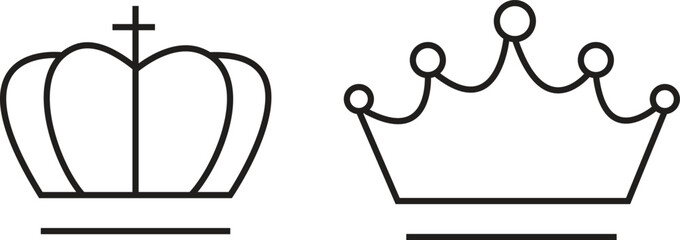 Crown thin line icon set. Silhouette crown collection. Black crown symbol. Editable stroke. Crown vector icon set. Vector illustration with transparent background.