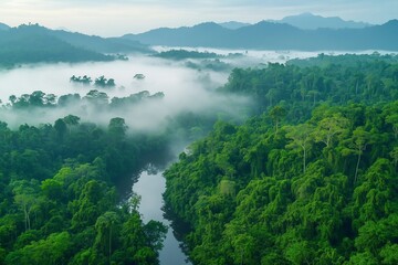 Exploring the Majestic Beauty of a Misty Jungle Landscape