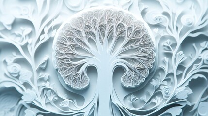 A detailed paper cut illustration of a human kidney with intricate details highlighting the importance of renal health and care in the medical field Stock Photo with copy space