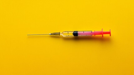 Fototapeta premium A paper cut craft of a syringe and vial representing the administration of vaccines and the importance of immunization in healthcare Stock Photo with copy space