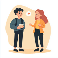Obraz premium cartoon style, two people talking, one is a life coaching helping the other person with a problem. Make in the style of an engaging instagram post