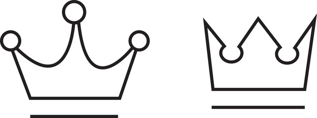 Crown thin line icon set. Silhouette crown collection. Black crown symbol. Editable stroke. Crown vector icon set. Vector illustration with transparent background.