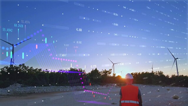 Rising green energy power production costs. Stock market increasing price concept. Infographic