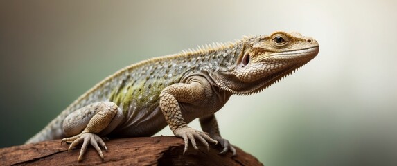 Fototapeta premium Close-up of a Lizard with Spiky Scales Resting on a Branch