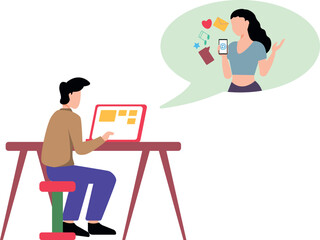 A boy is using a laptop.