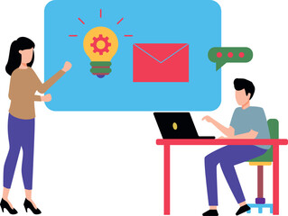 The boy is working on the laptop.