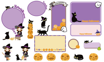 Witch and black cat no background