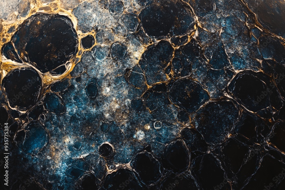 Aufkleber this image showcases an ethereal texture with blue and gold marble-like swirls, resembling an abstra