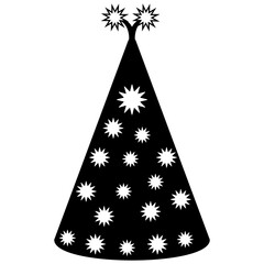 Birthday Party Hat Silhouette. Flat Vector Illustration Isolated on White Background.