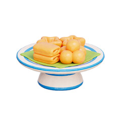 Thai Dessert, Thailand elements, Asian culture, 3D rendering.