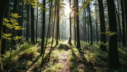 Obraz premium Forest mural wallpaper design art, ai