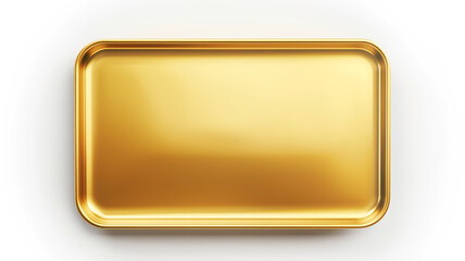 shiny yellow rectangular metal plate  isolated on white background