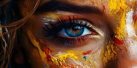 woman with painted face, ai generated