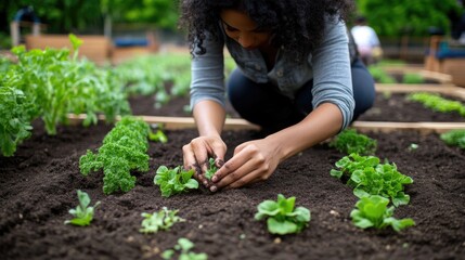 Fototapeta premium Cultivating Vegetables in a Shared Garden Space