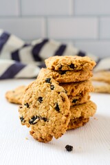 Oat cookies blackcurrant on white blackground
