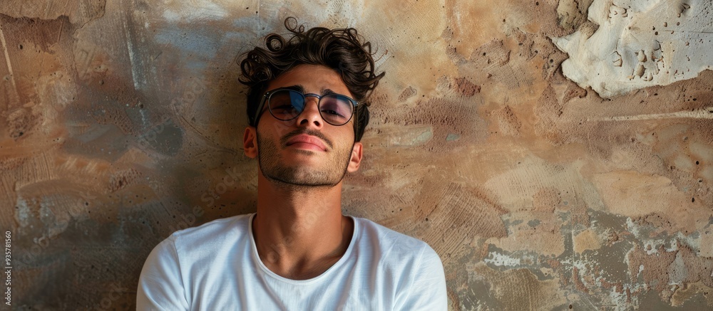 Fototapete young hispanic man. copy space image. place for adding text and design