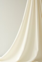 Obraz premium Soft, Flowing Off-White Fabric Against Smooth Wall, Elegant and Simple Design, Minimalist Wall Art, Ethereal Drapery, Dreamy Texture, Close-up Photography, Abstract Art, Wall Decor,