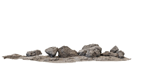 Stone rocks isolated on transparent background for mockup or composition
