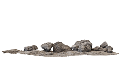 Stone rocks isolated on transparent background for mockup or composition